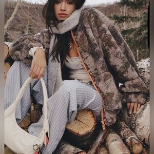 BDG Sherpa Jacket with Gray and Orange Camo Details